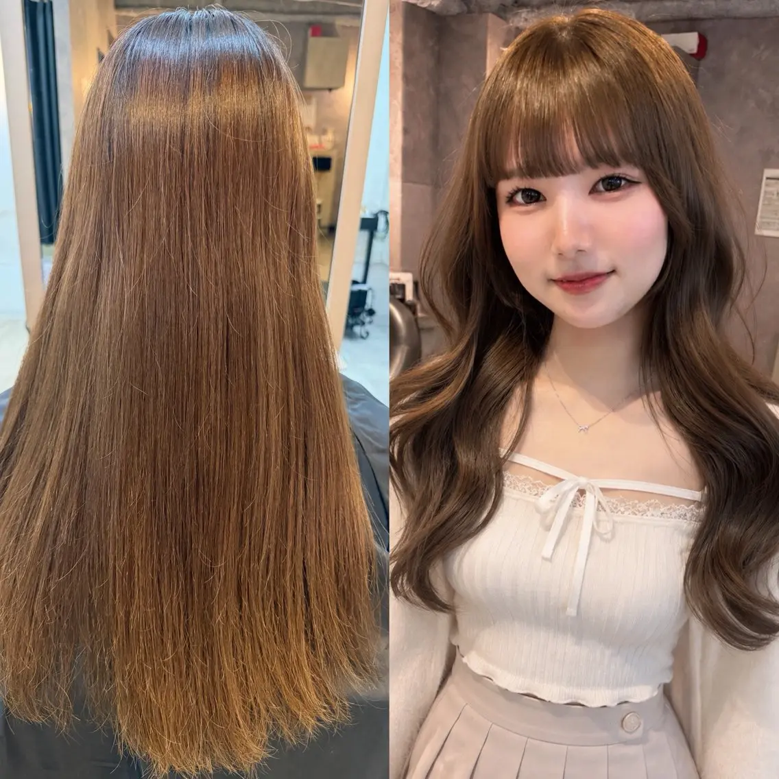 ロング カラー ベージュカラー オリーブベージュ くびれヘア カット ヘアカラー あみ/暗髪オリ ーブ特化🍃髪質改善のヘアスタイル