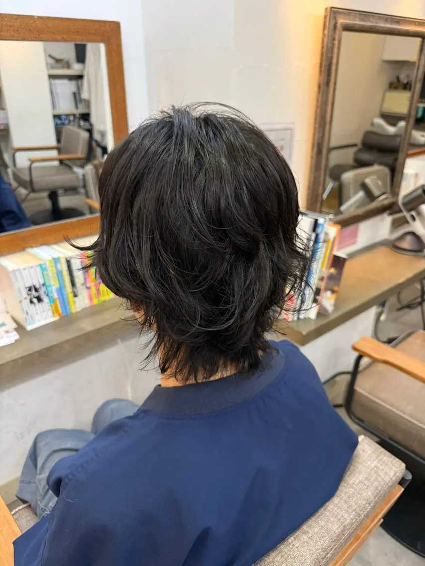 パーマ メンズ メンズパーマ メンズウルフカット ウルフカット ニュアンスパーマ 透明感カラー/ボブ/ MISAKIのヘアスタイル