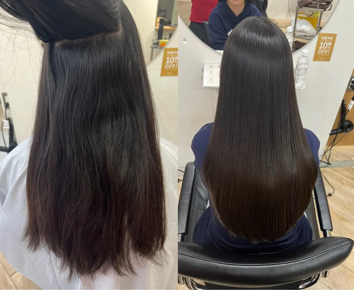 ロング カット 縮毛矯正 トリートメント ベージュ/髪質改善 新潟/万代/井上佑のヘアスタイル