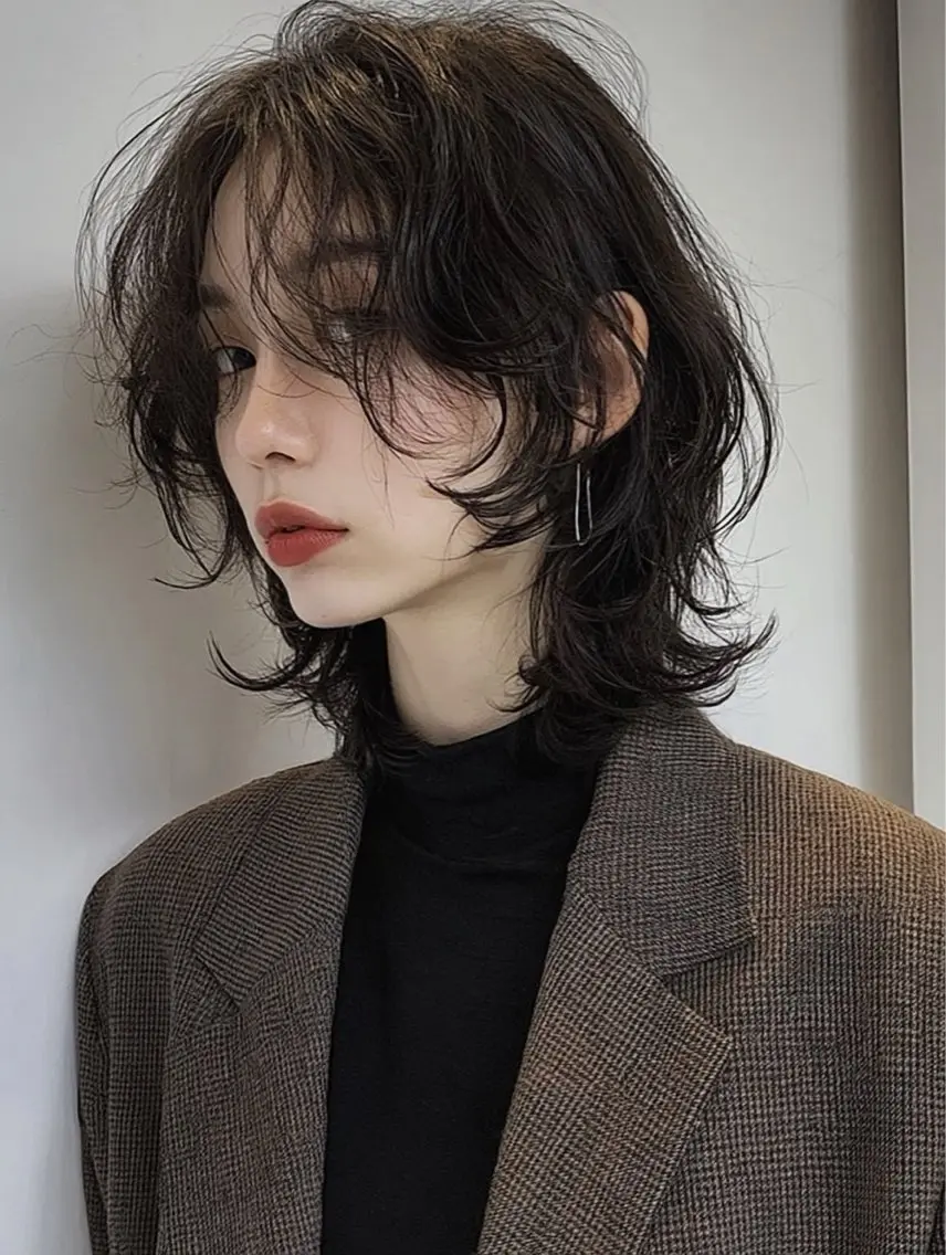 ミディアム パーマ カット パーマ 酸性ストレート/ 暖色カラー/ココネのヘアスタイル