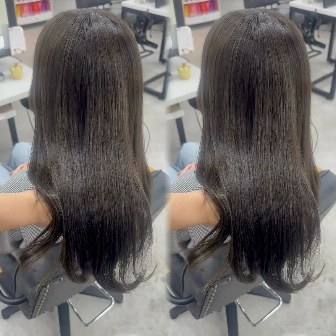 ロング カラー アッシュ アッシュブラウン ベージュカラー 黒髪 ブリーチ カット ヘアカラー トリートメント 赤み無し柔らかカラー 【梅田】madokaのヘアスタイル