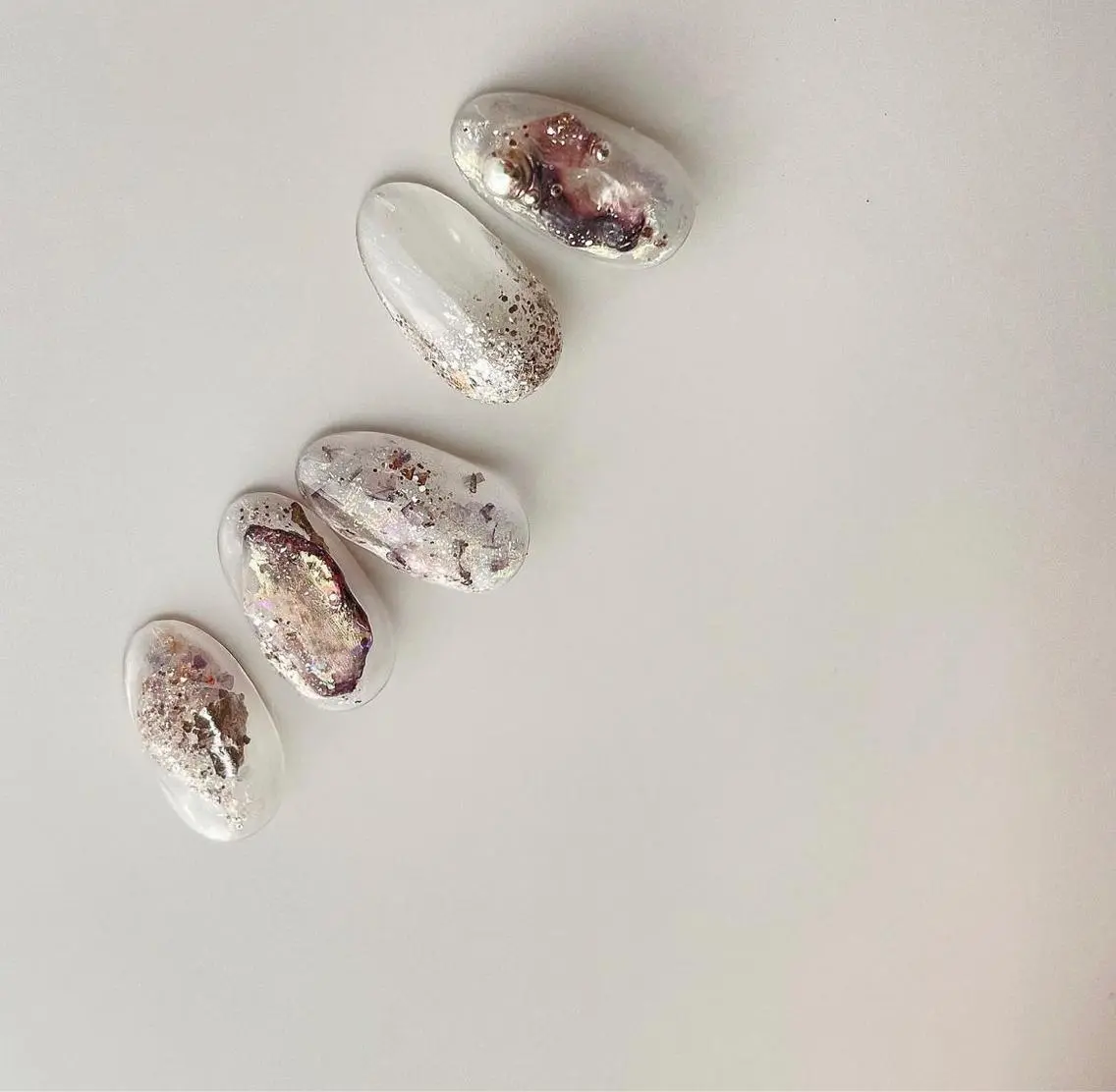 ネイル ブラウン ジェルネイル キラキラネイル 大理石ネイル(マーブル) ニュアンスネイル ハンドネイル MIU 　nailのネイルデザイン