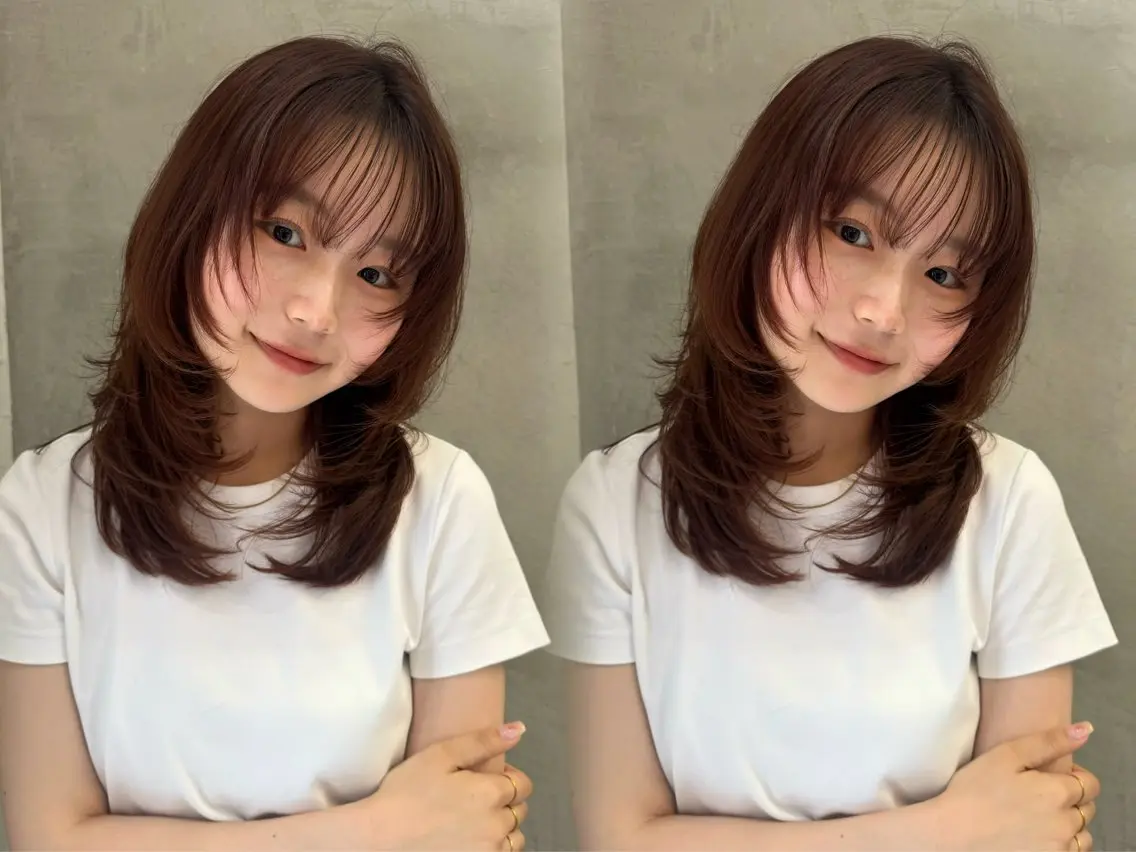 セミロング カラー レイヤーカット カット ヘアカラー トリートメント 💙レイヤー縮毛矯正 大宮/虎白💙のヘアスタイル