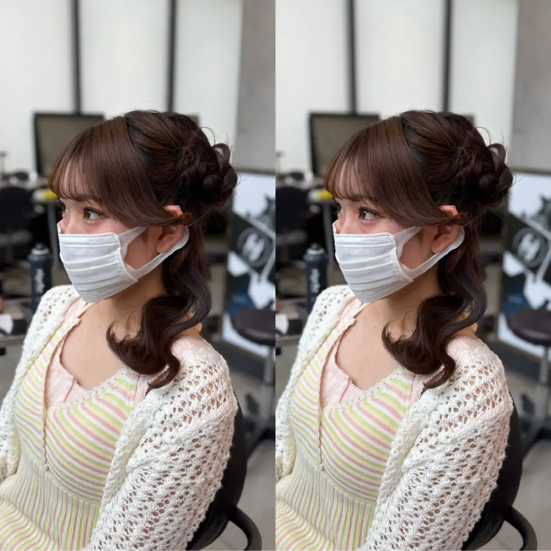 セミロング ヘアアレンジ ヘアセット 梅田茶屋町ヘアセット 🎀RIONA🎀のヘアスタイル