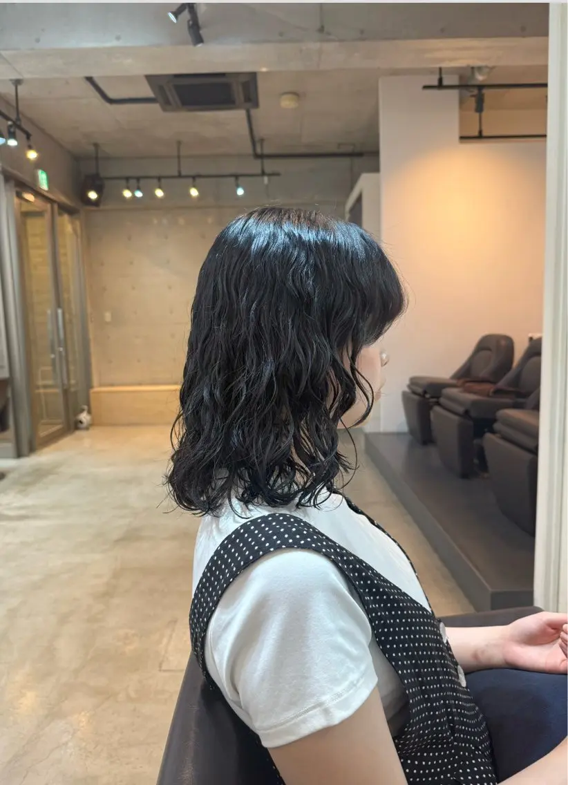 セミロング カット ヘアカラー パーマ トリートメント 🌿朝5分でお洒落 パーマスタイル🌿のヘアスタイル