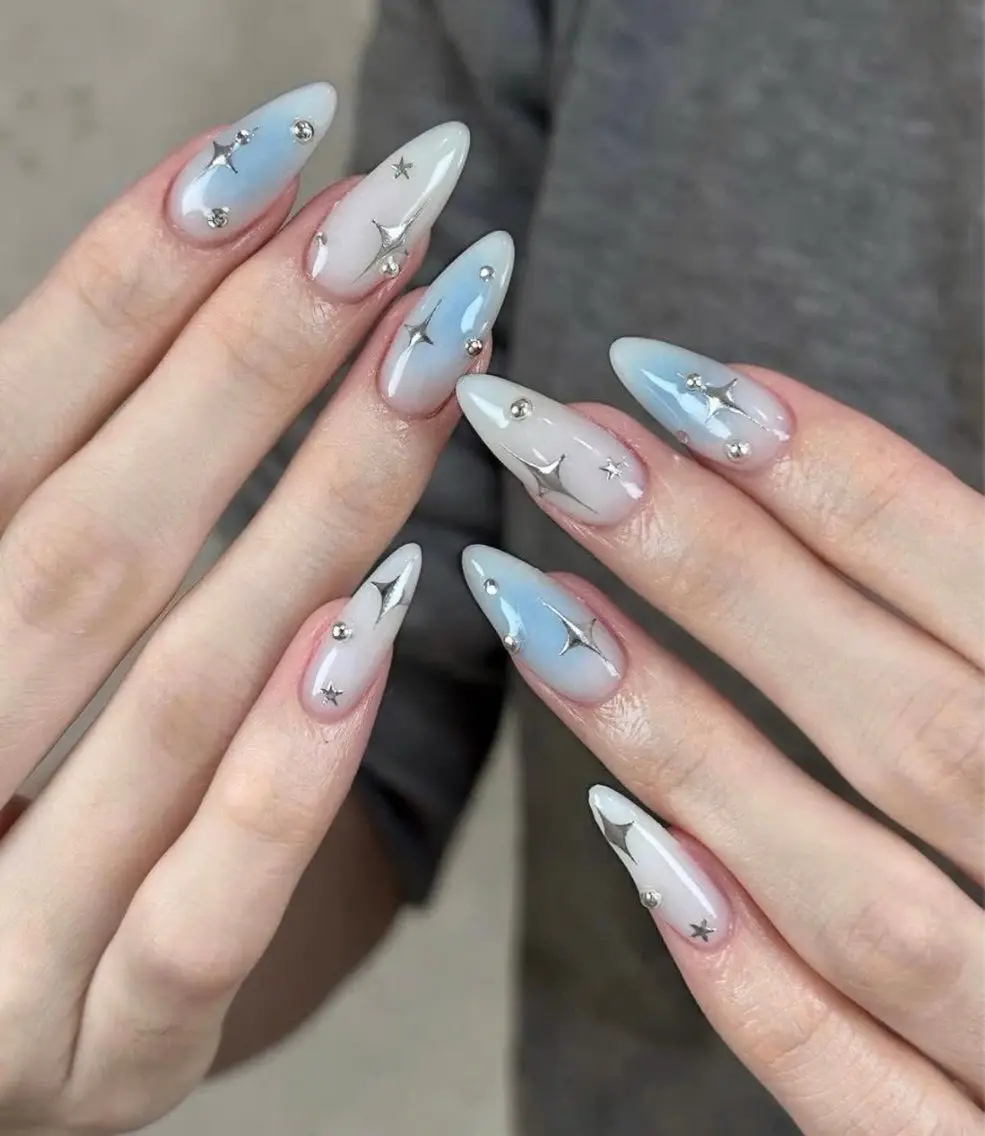 ネイル フラッシュネイル フレンチネイル グラデーション キラキラネイル 韓国ネイル ハンドネイル Hy nailsのネイルデザイン