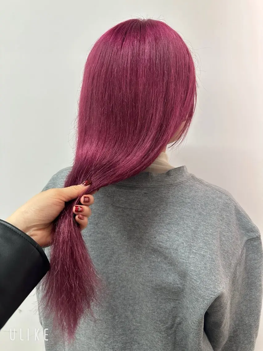 カラー ブリーチ ピンクカラー 増田 百花のヘアスタイル