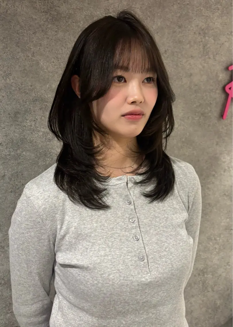 ミディアム 髪質改善 韓国風ヘア レイヤーカット トリートメント カット トリートメント RURI韓国ボブ 🇰🇷タッセルボブのヘアスタイル