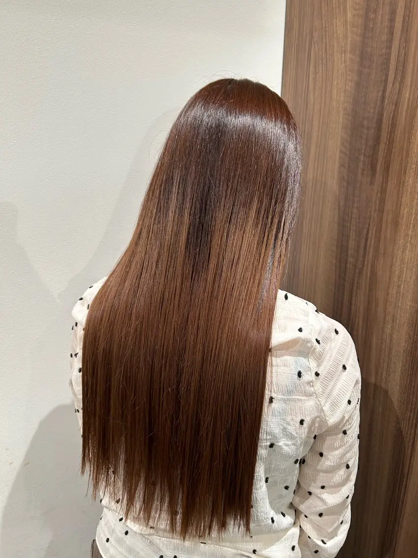 ロング カット 縮毛矯正 トリートメント 渡邊花奈 韓国ヘアのヘアスタイル