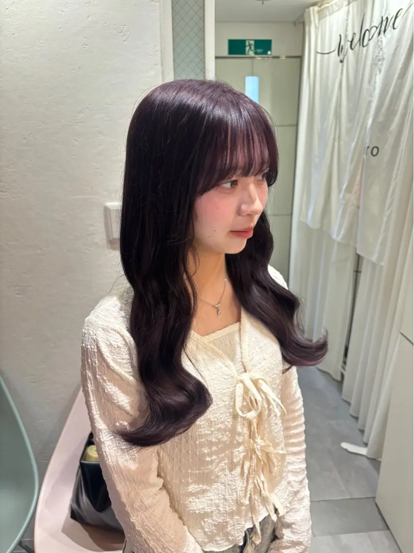 ロング カラー ヘアアレンジ ダブルカラー ラベンダーカラー ヘアカラー 【韓国ヘア/透明感 カラー】makotoのヘアスタイル
