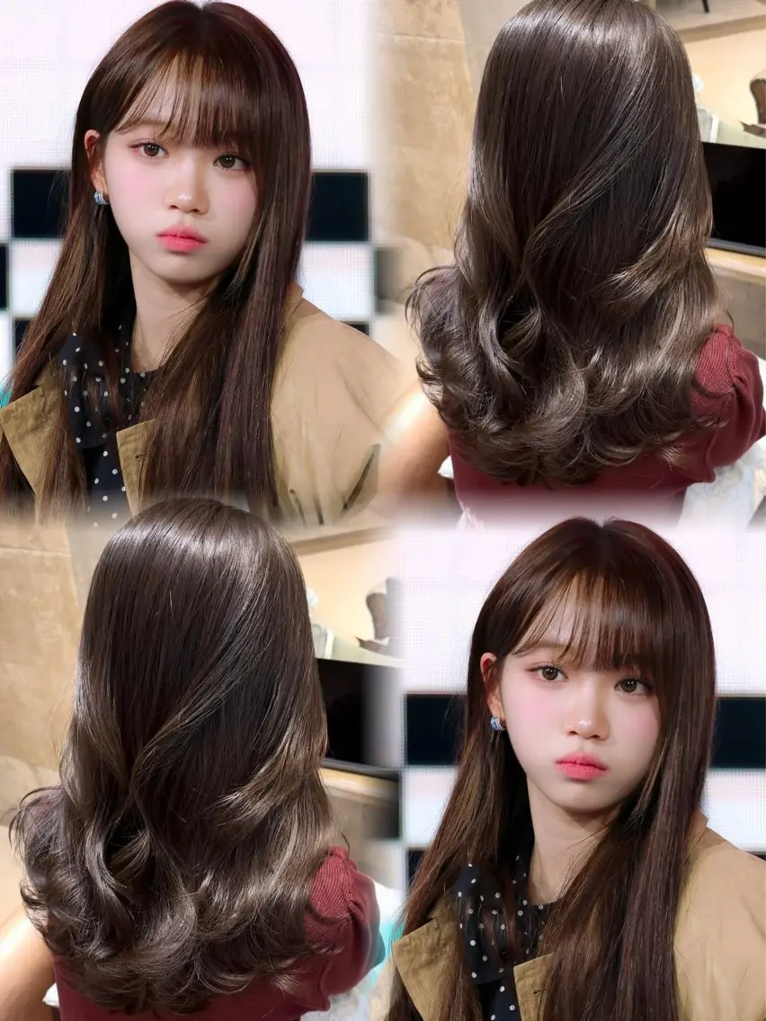 ミディアム カラー カット ヘアカラー トリートメント 興津/韓国レイヤー ダブルカラー美髪縮毛のヘアスタイル