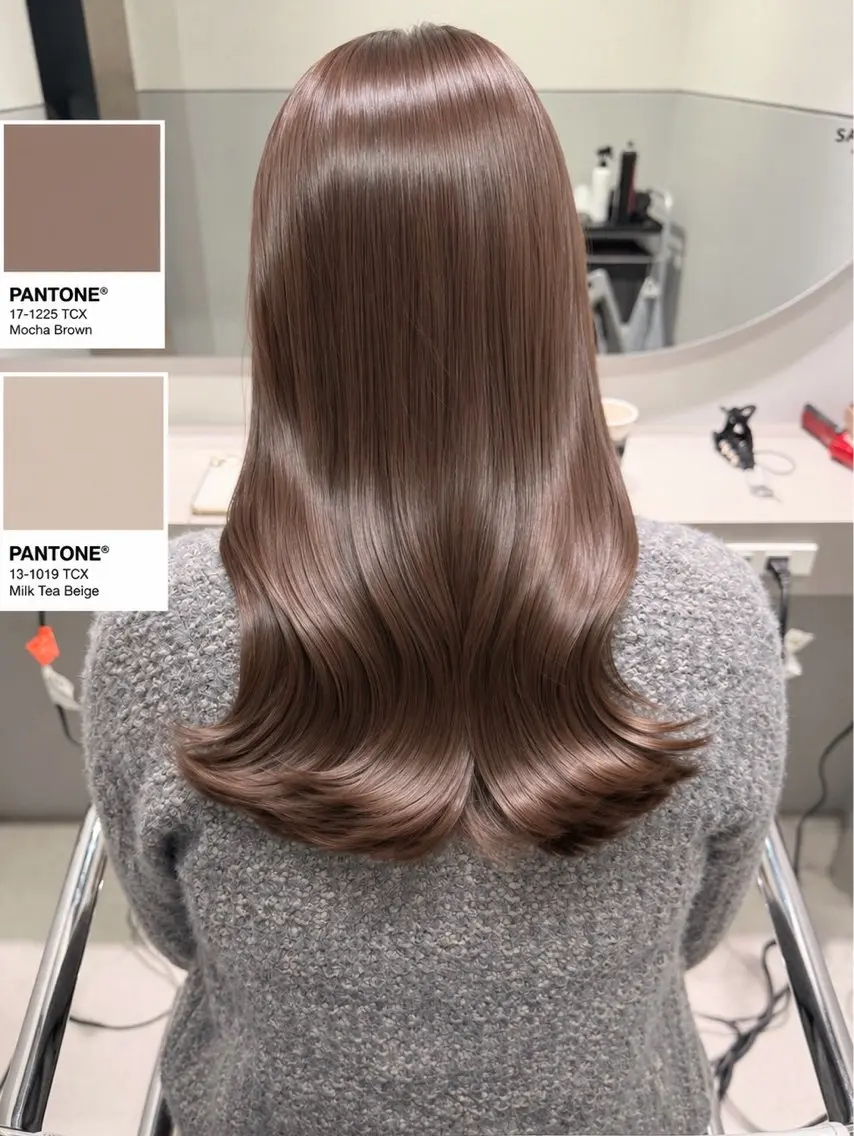セミロング カラー ブリーチ ブラウンカラー 透明感カラー モカブラウン ブリーチなしカラー ヘアカラー トリートメント KAITO/透明感× 艶カラー/レイヤーのヘアスタイル