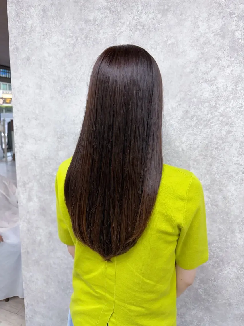 ロング カラー ブラウンカラー オレンジ オレンジブラウン ヘアカラー トリートメント イワタ マハ/ minim hairのヘアスタイル