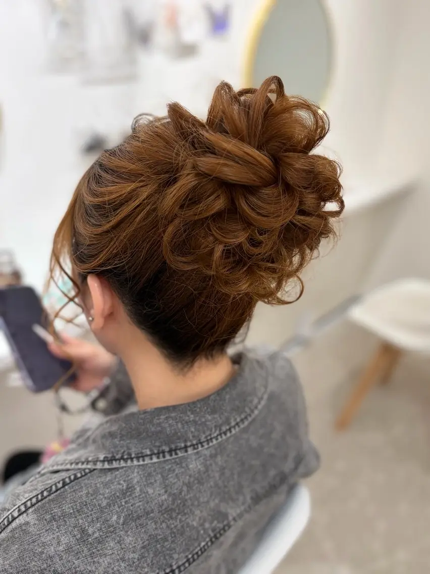 ヘアアレンジ お団子ヘア hairset salon m.のヘアスタイル