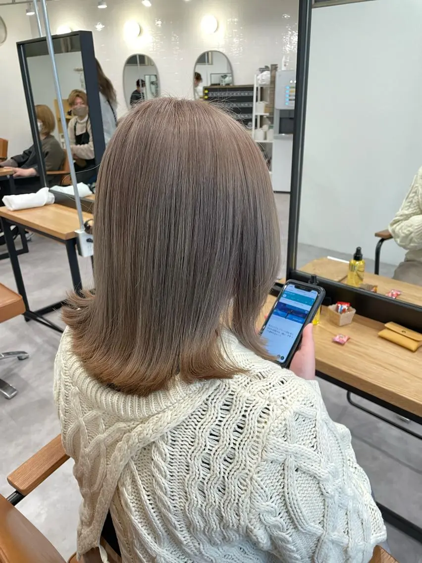 【透明感カラー✨】似合わせカット+全体ダブルカラー+プレトリートメントの写真