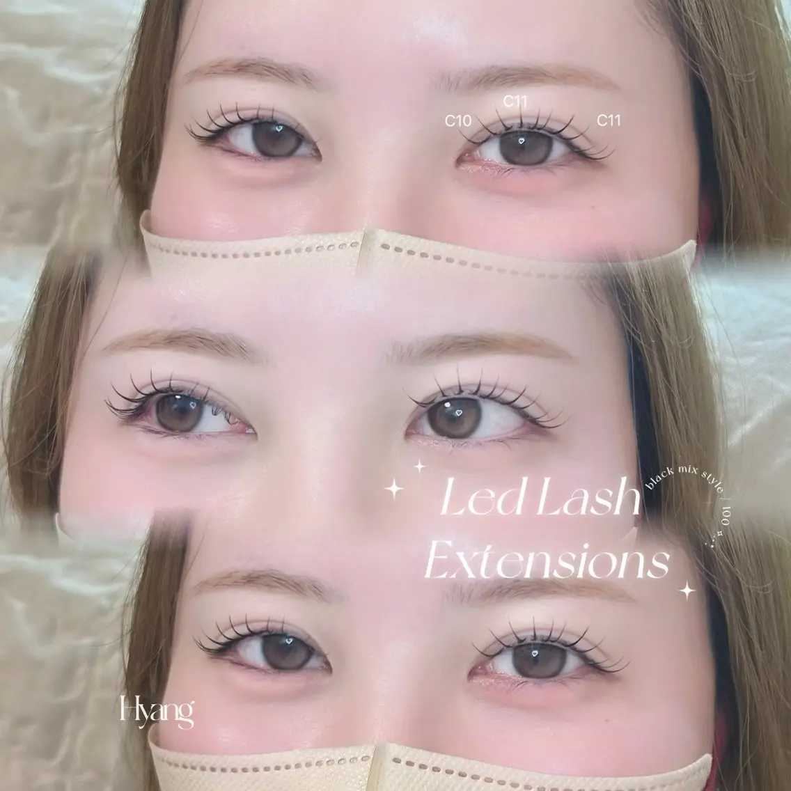 LEDエクステ100本+アイシャンプー オフ込み ¥6200 本数追加10本¥550〜の写真