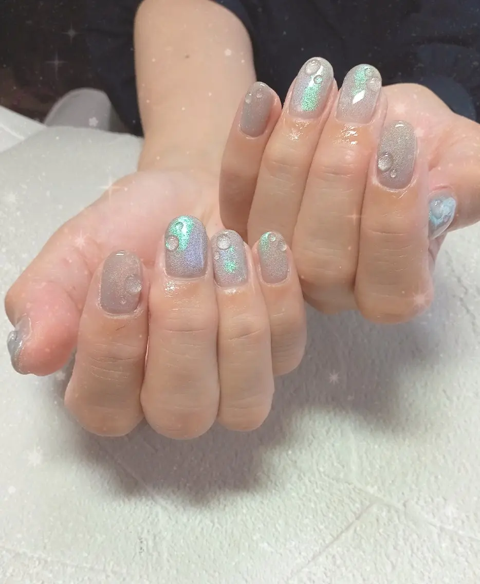 ネイル 氷ネイル・うるうるネイル キラキラネイル マグネットネイル ミラーネイル オフィスネイル ハンドネイル flure de neige yukiのネイルデザイン