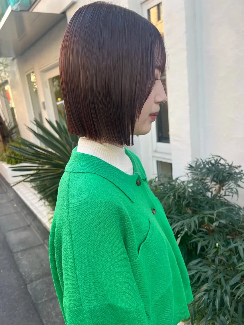 ショート ピンクブラウン 透明感カラー🌿ボブ ✨飛田 ケイのヘアスタイル