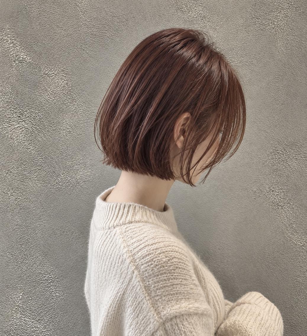 ショート カラー 切りっぱなしボブ ブラウンカラー カシス ボブ 脇田 麗乃のヘアスタイル