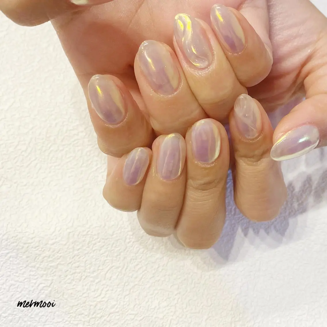 ネイル オーロラネイル ジェルネイル ミラーネイル ワンカラーネイル シンプルネイル mermooi nailのネイルデザイン