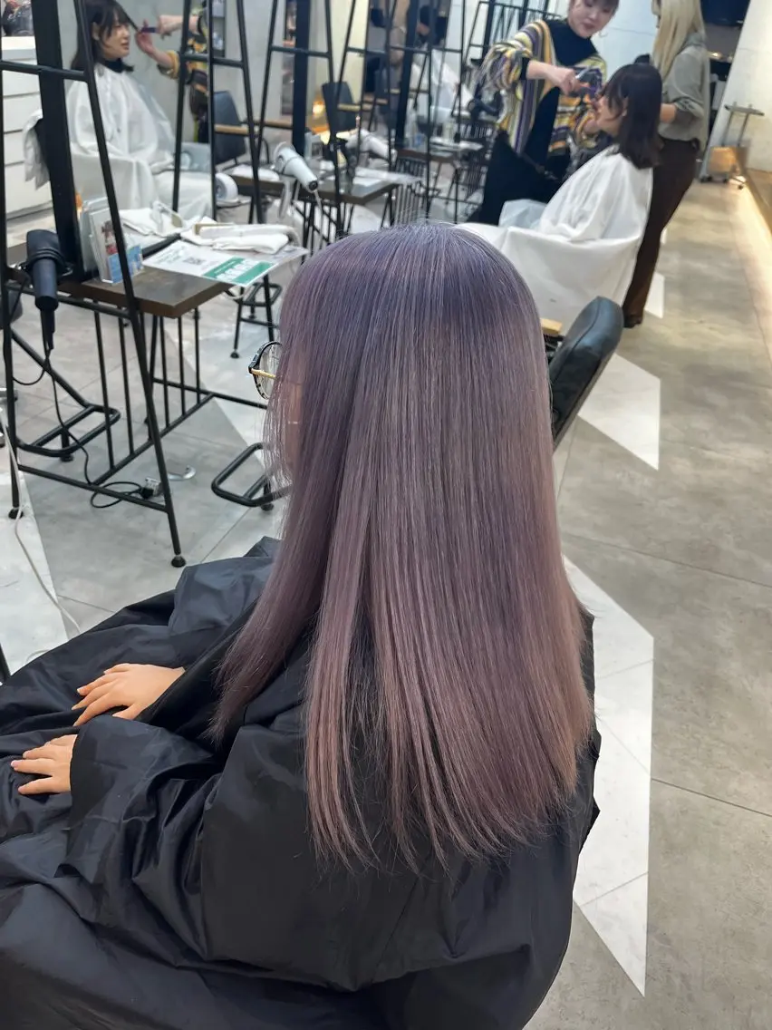 ロング カラー パーマ ヘアカラー センターパート/カラ ーメッシュ📍ﾕﾘのヘアスタイル