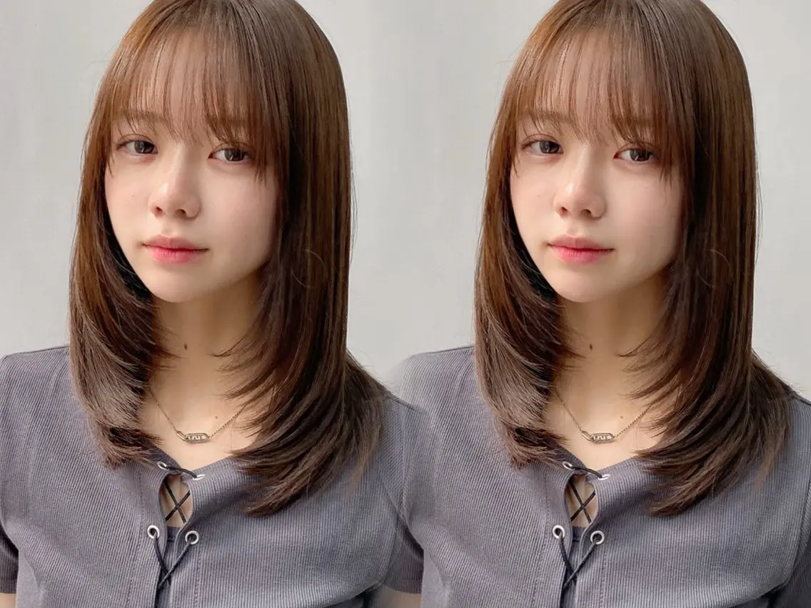 セミロング カラー くびれヘア 顔まわりレイヤー 韓国風ヘア くびれレイヤー レイヤーカット カット ヘアカラー トリートメント レイヤー×髪質改善✨ 渋谷/佐藤侑哉のヘアスタイル