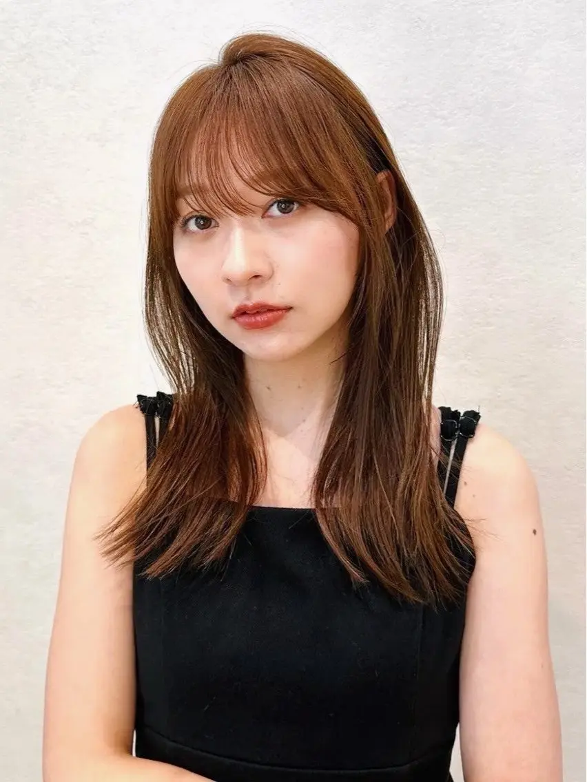 セミロング カラー パーマ kazuki【顔周り ×レイヤーカット】のヘアスタイル