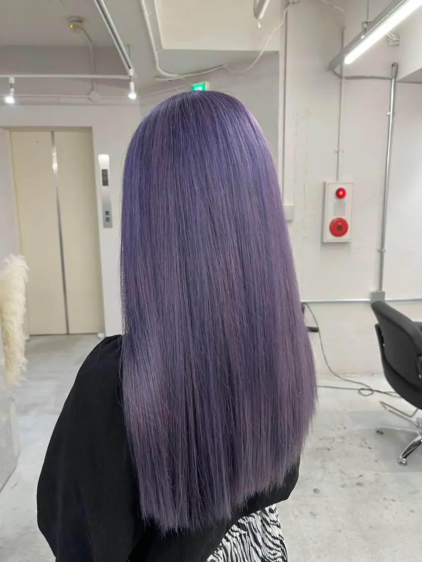 ロング カラー ラベンダーカラー グレージュ/透け感 カラー/透明感カラーのヘアスタイル