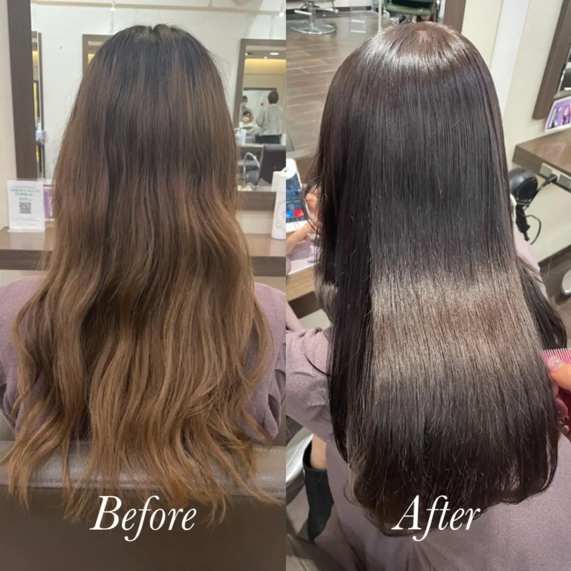 ロング カラー ブラウンカラー ラベンダーカラー 髪質改善 ヘアカラー トリートメント aya/小顔レイヤー /柔らかカラーのヘアスタイル