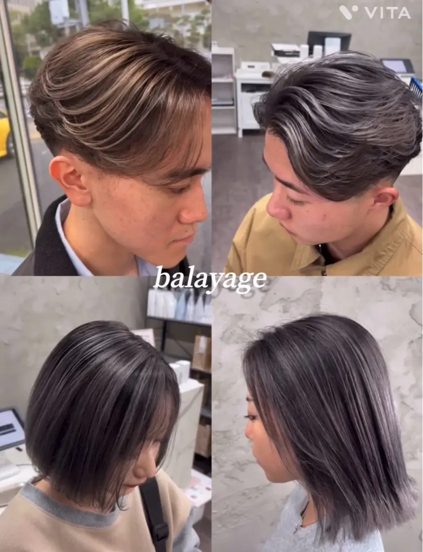 セミロング カラー メンズ メンズバレイヤージュ バレイヤージュ レイヤーカット 高久 翔大のヘアスタイル
