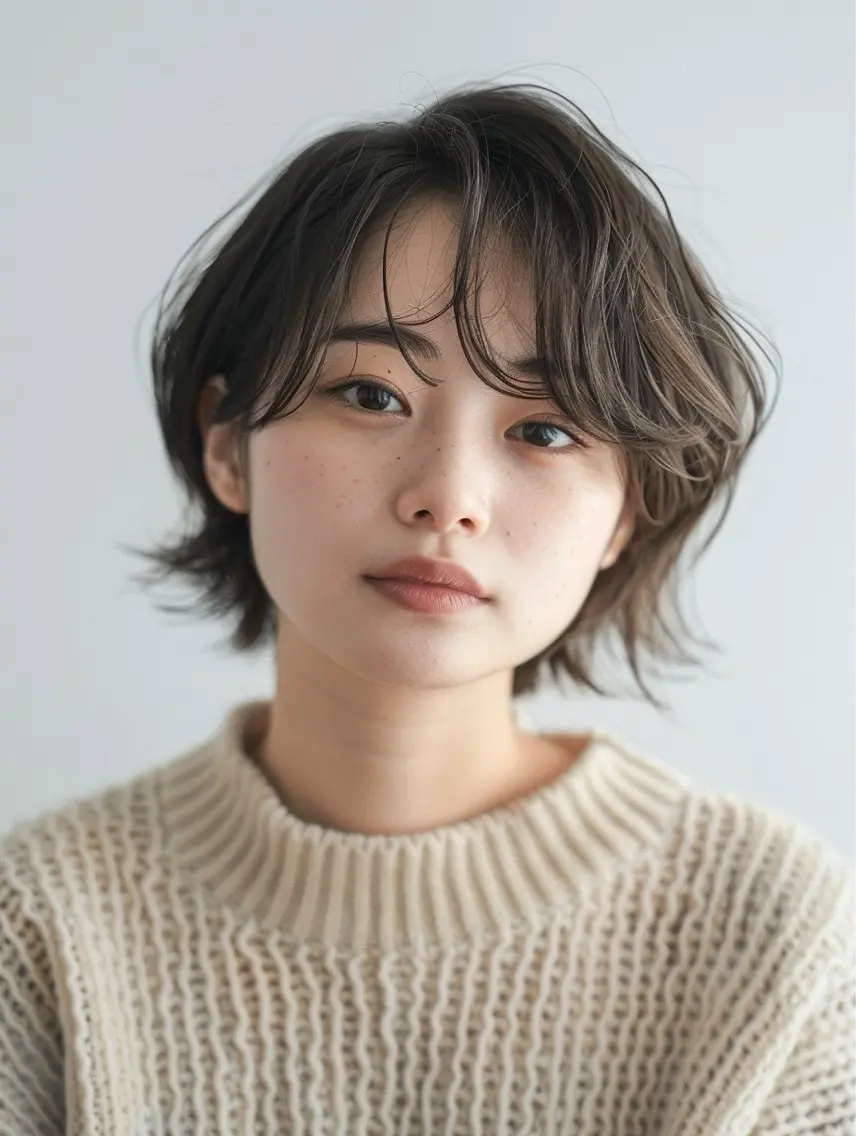 ミディアム ヘアカラー 透明感のあるカラーと レイヤーカット龍星のヘアスタイル