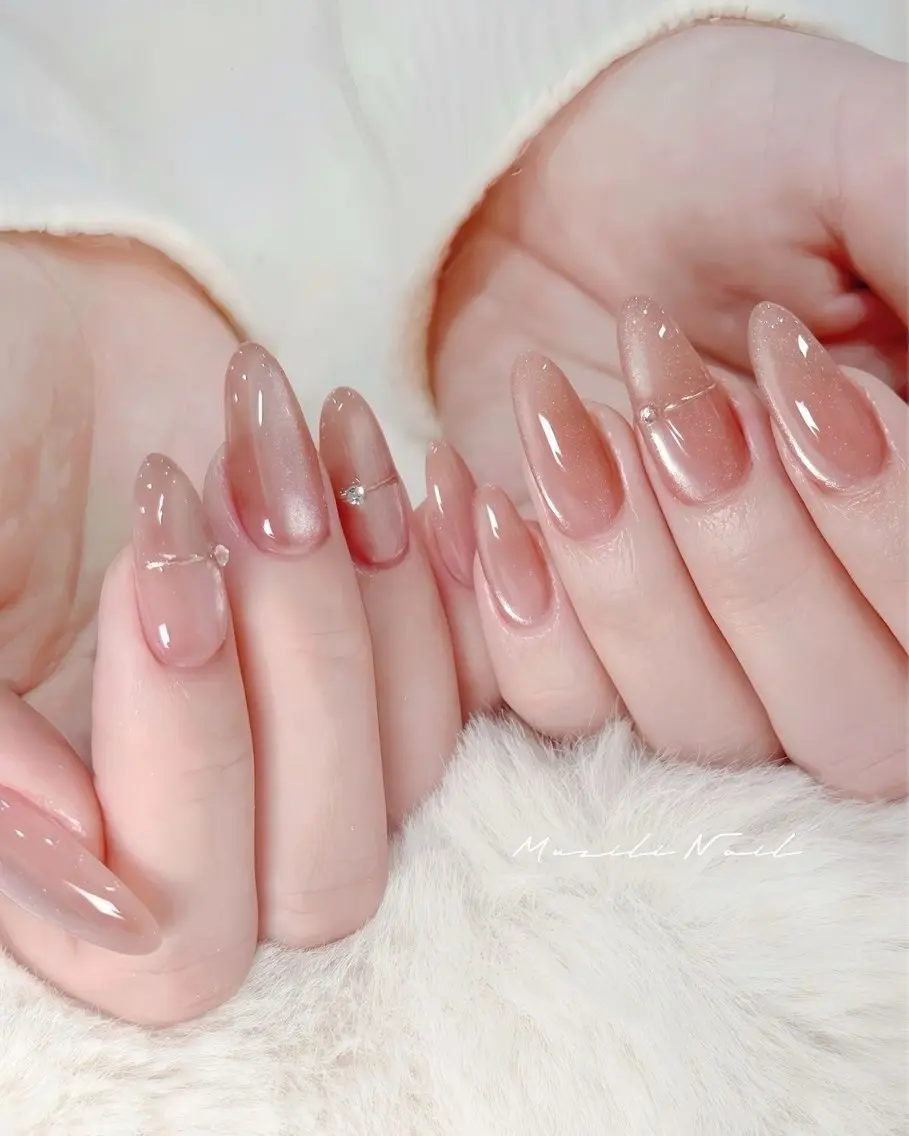 ネイル ガーリー ハート 韓国ネイル ニュアンスネイル リボン ハンドネイル Sora nail 長さ出し専門店のネイルデザイン
