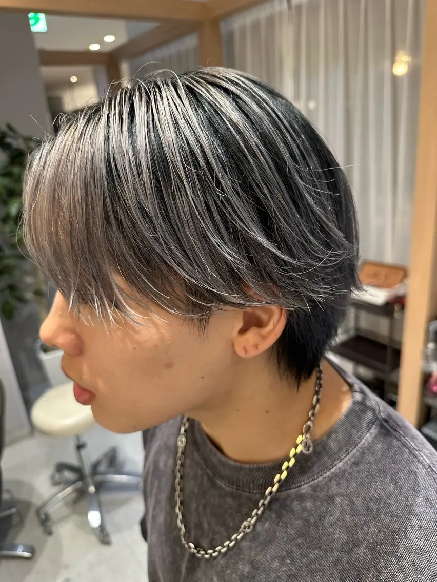 ショート カラー パーマ ヘアアレンジ メンズ キッズ メンズバレイヤージュ メンズハイライト メンズパーマ 波巻きパーマ バレイヤージュ メンズ特化 Chere   金剛のヘアスタイル