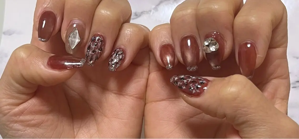 ネイル ラメ(グリッター) マグネットネイル ツイードネイル Nail ecxia ／Reikaのネイルデザイン