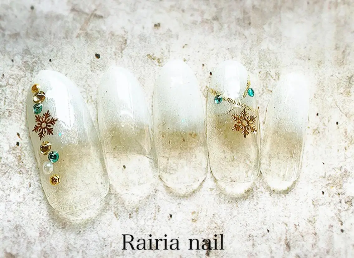 ネイル アートネイル ジェルネイル パラジェル 冬ネイル Rairia nail本八幡店のネイルデザイン