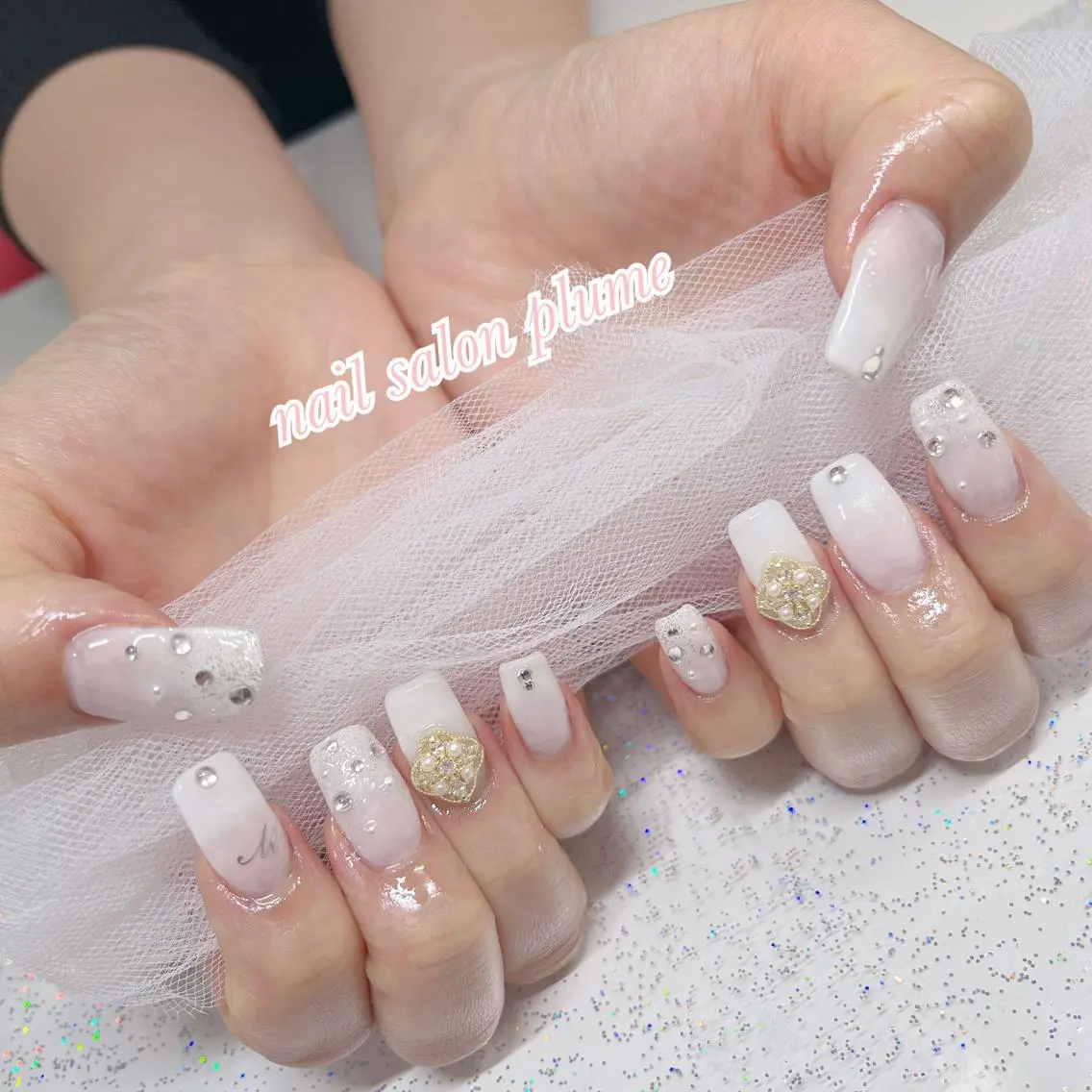 ネイル アートネイル クリアネイル グラデーション ハート 韓国ネイル plume nail ☆韓国ネイルのネイルデザイン