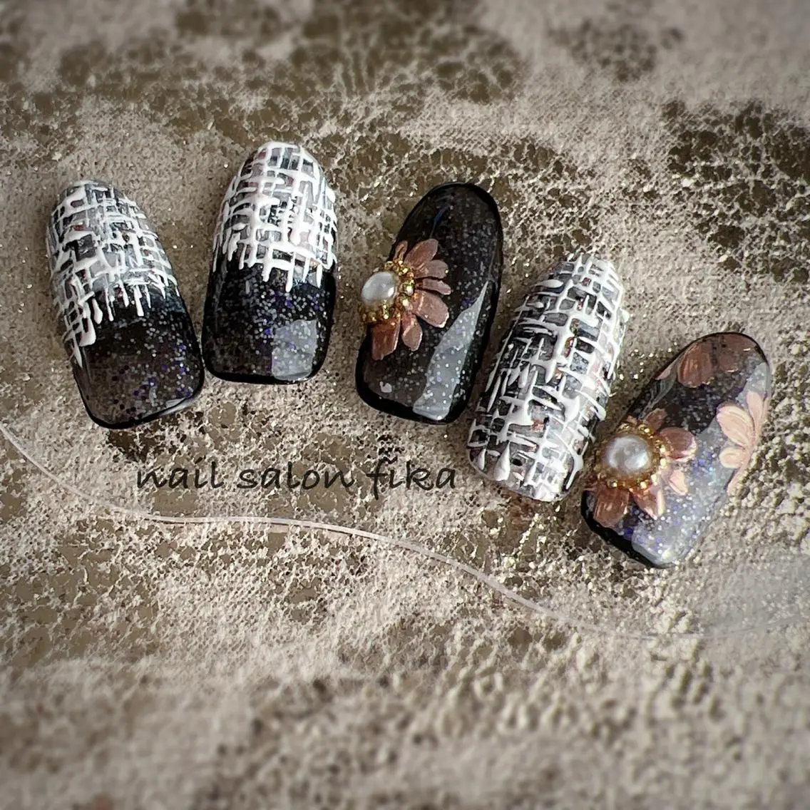 ネイル ツイードネイル ハンドネイル nail salon fikaのネイルデザイン