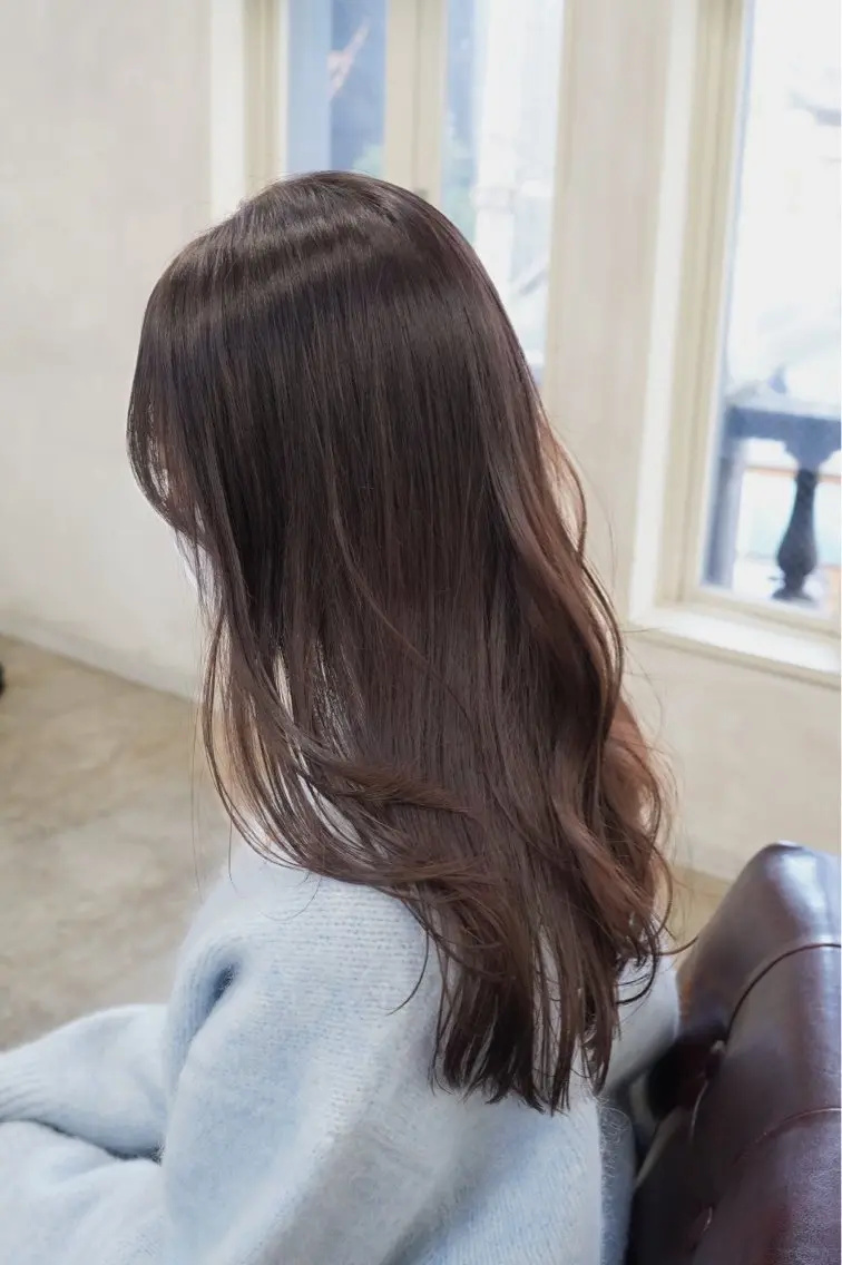ロング カラー ブラウンカラー チョコレートブラウン カット ヘアカラー トリートメント 透けヘア/艶ベージュ ヘアセット/nagiのヘアスタイル