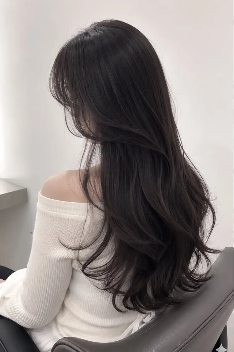 ロング くびれヘア 顔周りカット 髪質改善 ヨシンモリ 韓国風ヘア 束感まつ毛/透明感 Yuuka🤍🫧のマツエク・マツパデザイン