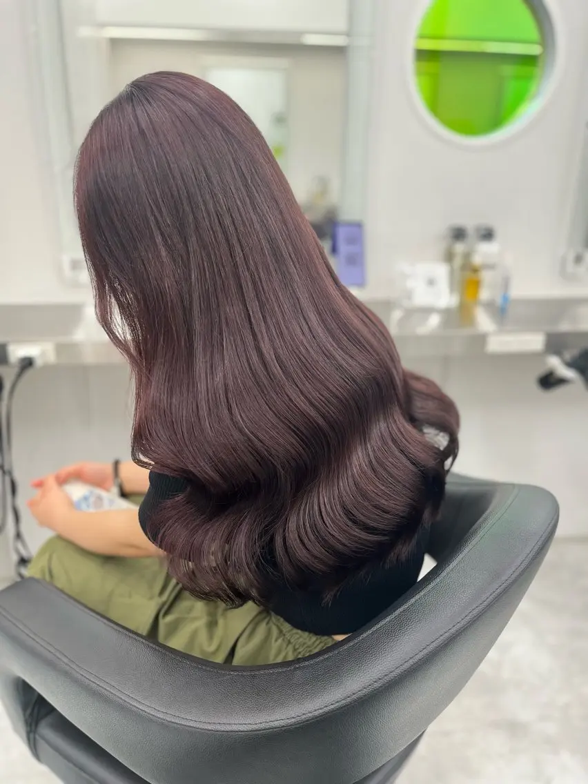 ロング ヘアカラー トリートメント ヘッドスパ ヘアセット 🍒韓国暖色ヘア NO.1🍒🪽のヘアスタイル