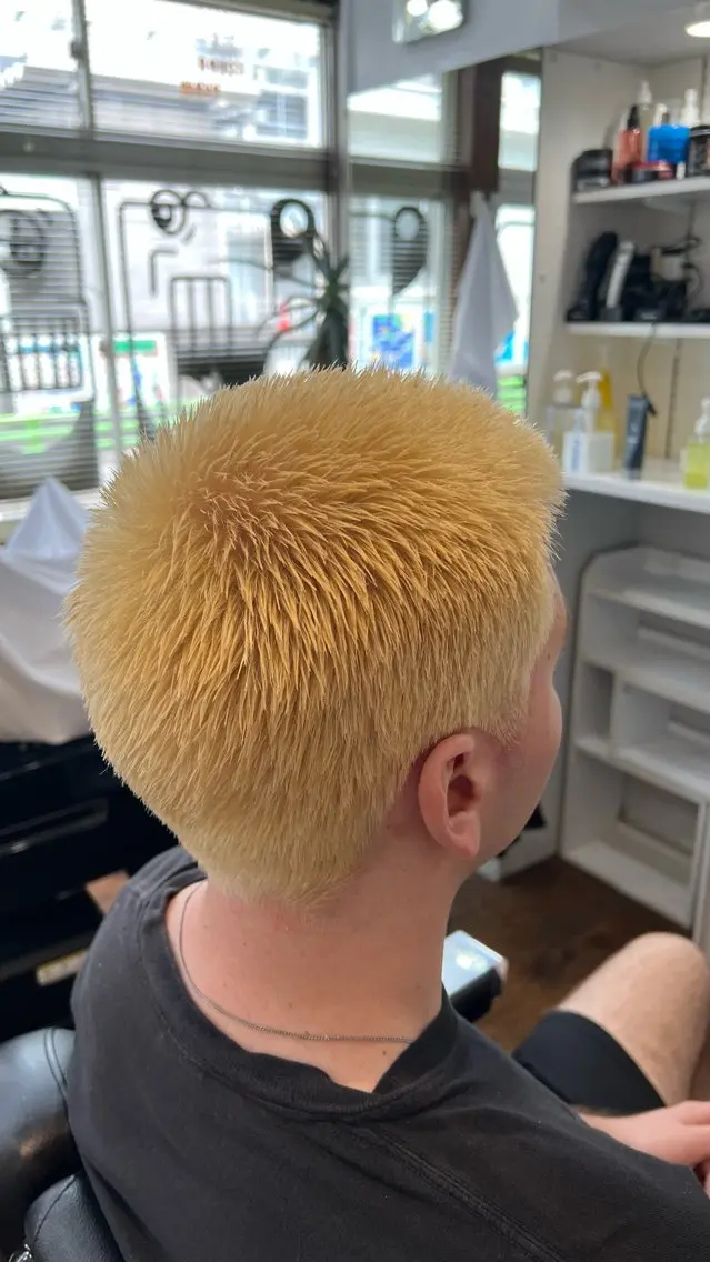 ショート カラー メンズ 抜きっぱなしブロンド カット ヘアカラー 古家 孝一のヘアスタイル