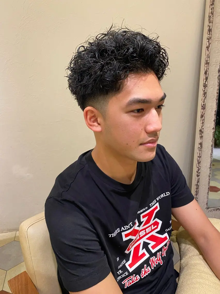 ショート パーマ メンズ カット パーマ 菊池大一 溝の口パーマのヘアスタイル