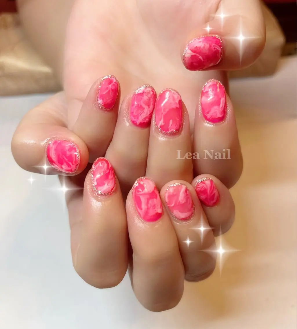 ネイル 大理石ネイル(マーブル) ハンドネイル Lea Nailのネイルデザイン