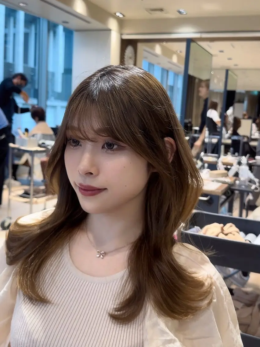 ミディアム カラー ヘアアレンジ カット ヘアカラー トリートメント 顔周り&ミディアム 特化/池袋/kokiのヘアスタイル