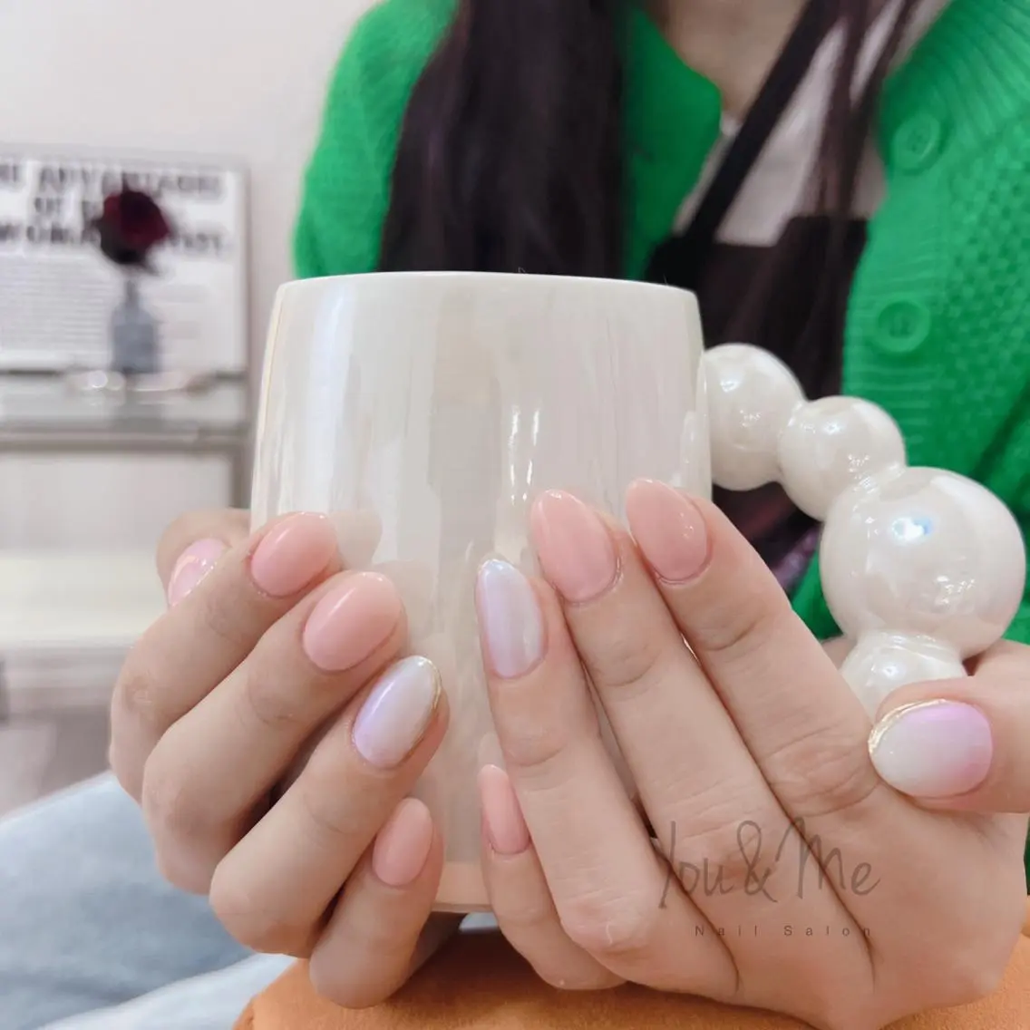 ネイル アートネイル フラッシュネイル フレンチネイル ジェルネイル ガラスフレンチ You&Me Yukiのネイルデザイン