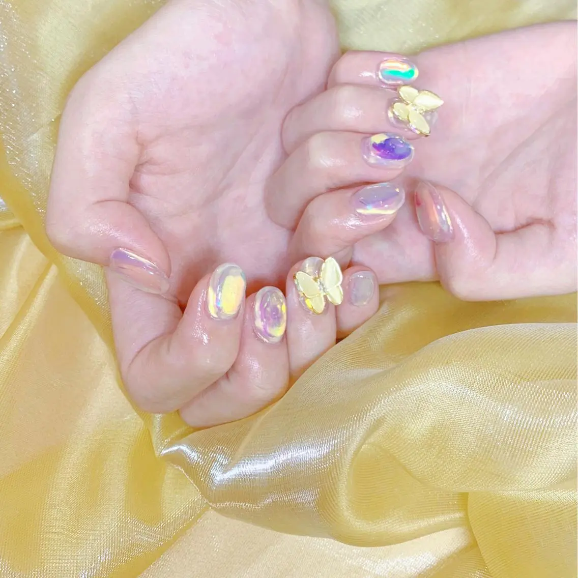 ネイル オーロラネイル フットネイル フレンチネイル ジェルネイル 韓国ネイル ハンドネイル ハンドケア 【ENサロン】 Rei💜Nailのネイルデザイン