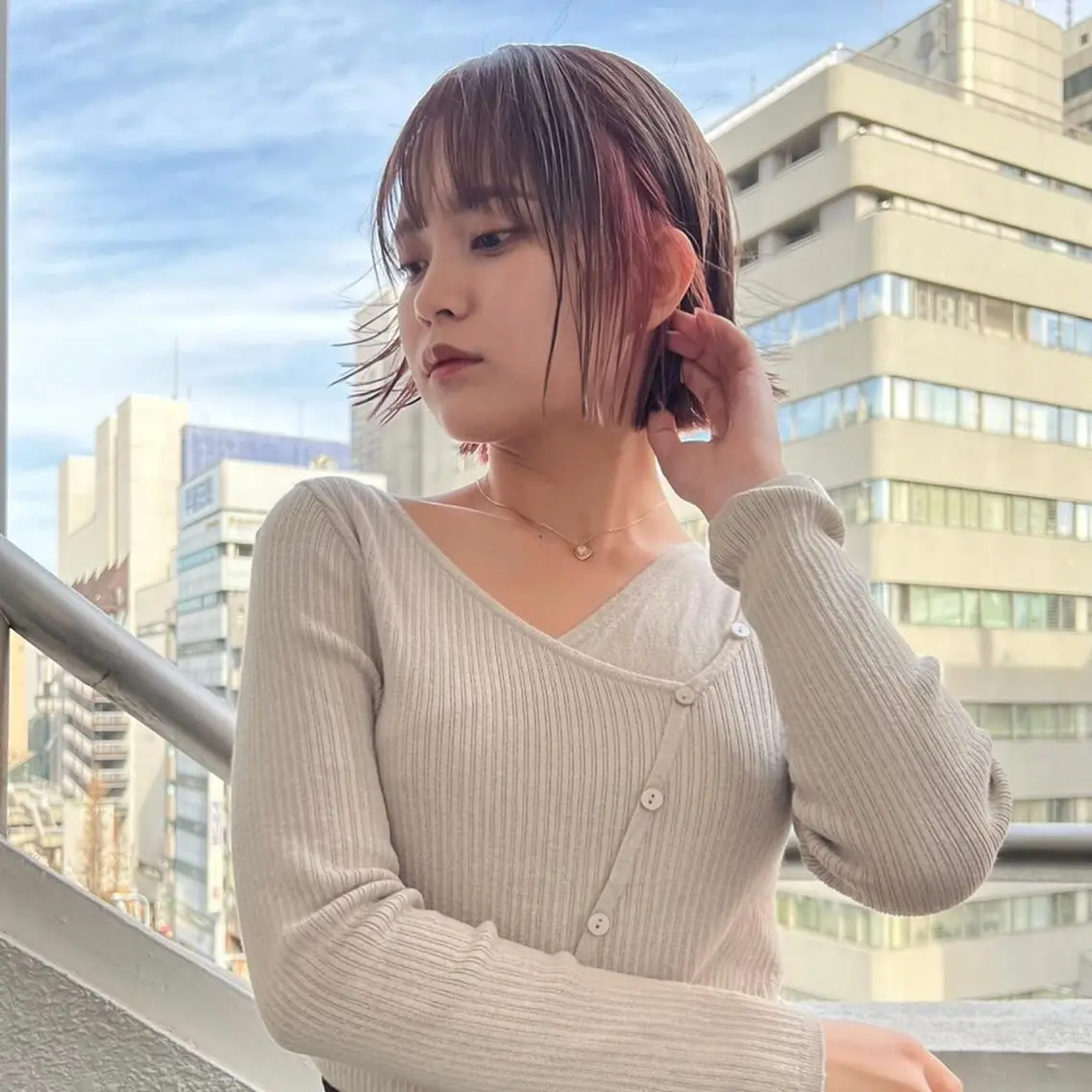 ミディアム ボブ カット ヘアカラー トリートメント 透明感カラー　中嶋 将城のヘアスタイル