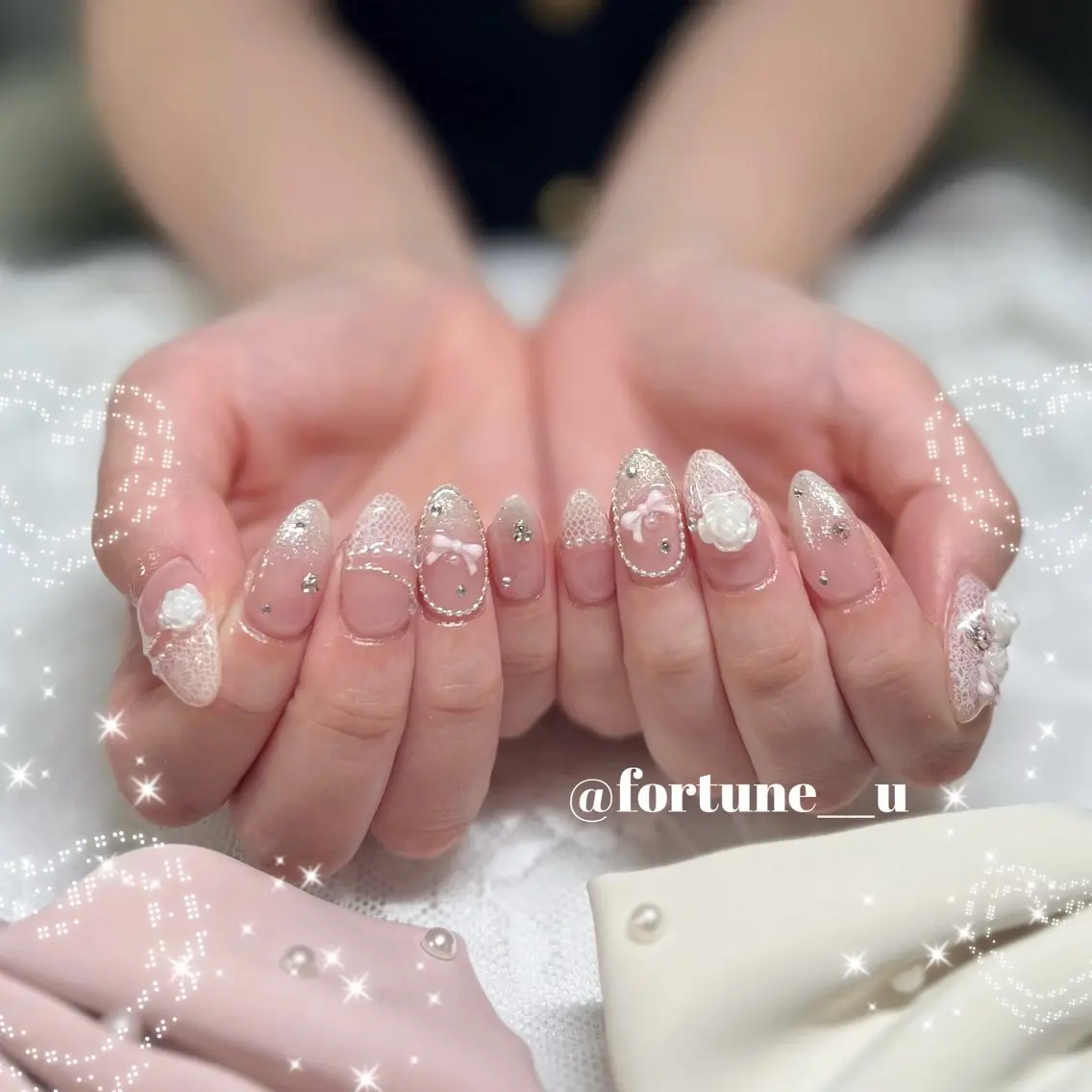 ネイル ガーリー 韓国ネイル ワンホンネイル ハンドネイル 💜✩.* Yuuna💜のネイルデザイン