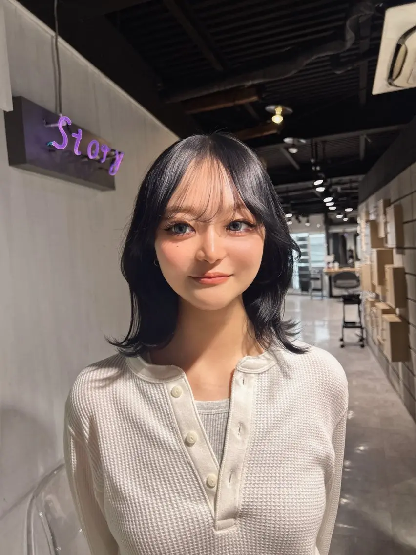 ロング 韓国風カラー 姫カット 韓国風ヘア レイヤーカット ワンホンレイヤー MEI🎀レイヤー 🎀韓国styleのヘアスタイル