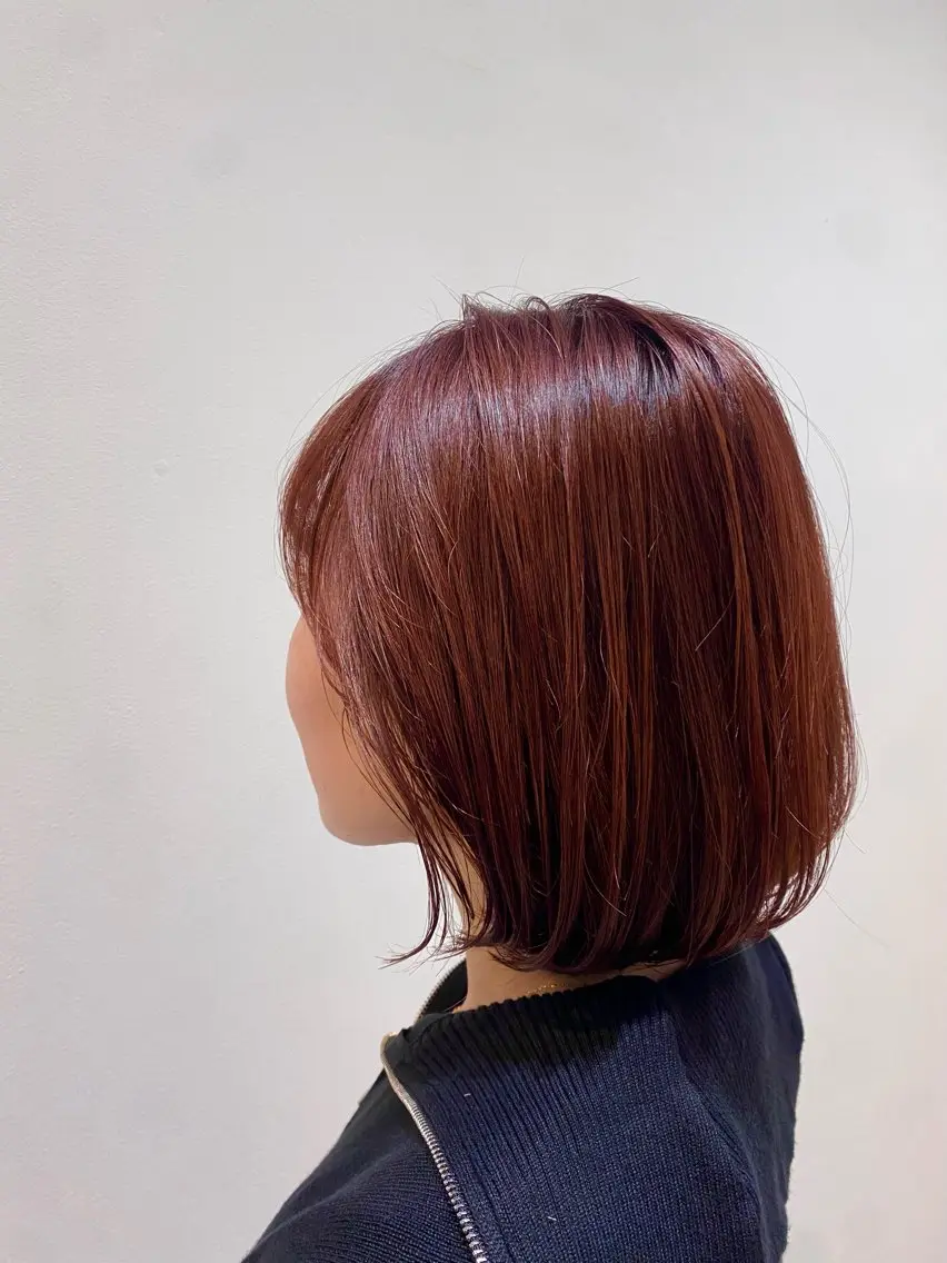 ミディアム ボブ 顔周りカット レイヤーカット 小顔カット カット ヘアカラー トリートメント ♡オシャ髪♡AI ✂️newi町田のヘアスタイル